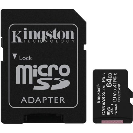 KINGSTON  MICROSD 64GB + ADATT classe 10 100mb/s