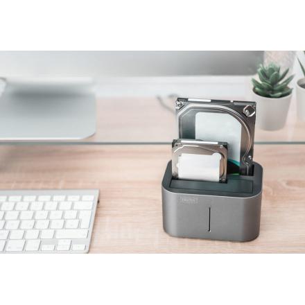 STAZIONE DOCKING DOPPIA USB 3.0 SATA 6G PER SATA HDD 2.5/3.5, FUNZIONE CLONE