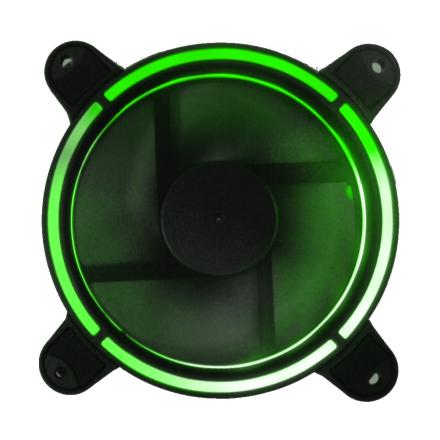 VENTOLA 120X120 12 VOLT CONNETTORE 3 POLI+4 POLI MOLEX LUCE VERDE
