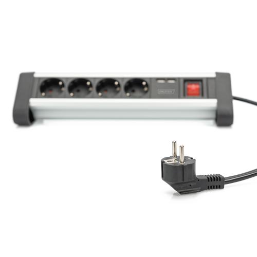 MULTIPRESA DA TAVOLO 4 PRESE SCHUKO 2PRESE USB INTERRUTTORE E SPINA TEDESCA