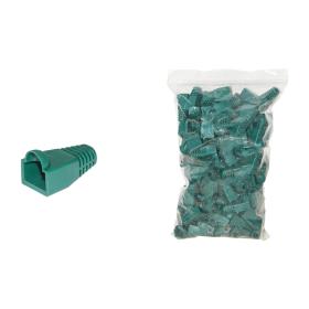 CONFEZIONE 100 COPRICONNETTORI 6MM PER PLUG RJ45 8 POLI CAVO CAT 5E- 6 VERDI
