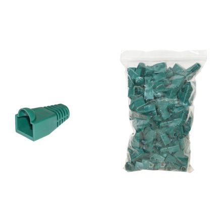 CONFEZIONE 100 COPRICONNETTORI 6MM PER PLUG RJ45 8 POLI CAVO CAT 5E- 6 VERDI