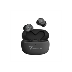TECHMADE AURICOLARI WIRELESS STRONG SOUND,CUSTODIA INCLUSA BLACK