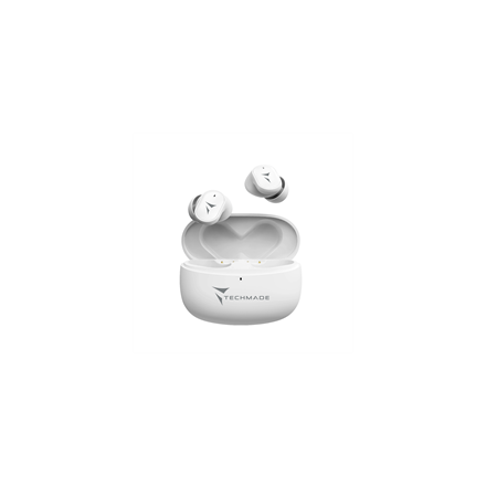 TECHMADE AURICOLARI WIRELESS STRONG SOUND,CUSTODIA INCLUSA,WHITE