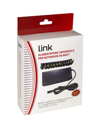 ALIMENTATORE UNIVERSALE PER NOTEBOOK 90 WATT 5A MAX, REGOLAZIONE AUTOMATICA