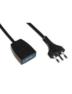 CAVO PROLUNGA ALIMENTAZIONE PRESA/SPINA TRIPOLARE 10 A. MT. 3 - COLORE NERO