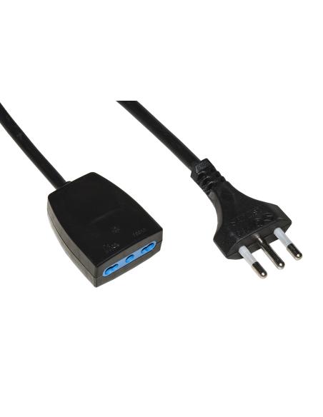 CAVO PROLUNGA ALIMENTAZIONE PRESA/SPINA TRIPOLARE 10 A. MT. 3 - COLORE NERO