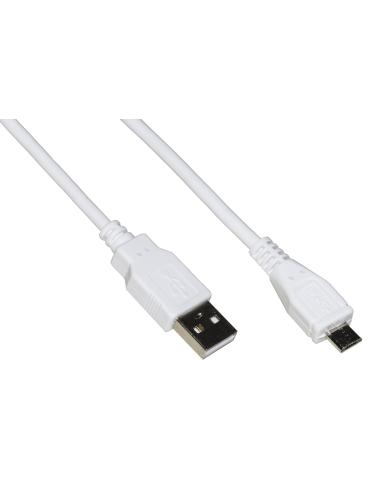CAVO MICRO USB 2.0 BIANCO MT 1,8 IN RAME PER RICARICA VELOCE E SCAMBIO DATI