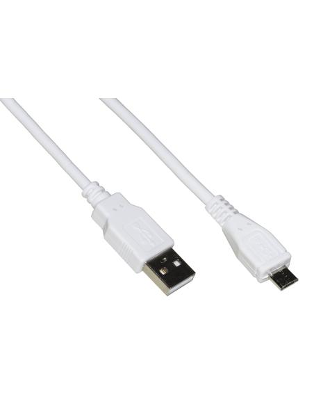 CAVO MICRO USB 2.0 BIANCO MT 1,8 IN RAME PER RICARICA VELOCE E SCAMBIO DATI