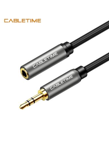 MACH POWER 3.5mm Audio Extension Cable, Naylon Braided, Space Grey, 1.8m