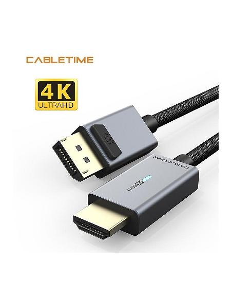 MACH POWER Display Port to HDMI 4k/30Hz Cable, Black, 1.8m