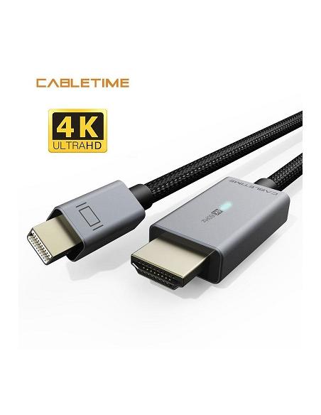 MACH POWER Mini Display Port to HDMI 4k/30Hz Cable, Black, 1,8m