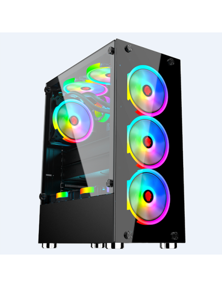 MACH POWER CASE GAMING 4*FAN ARGB, 3*USB3.0, GLASS FRONT & PANEL