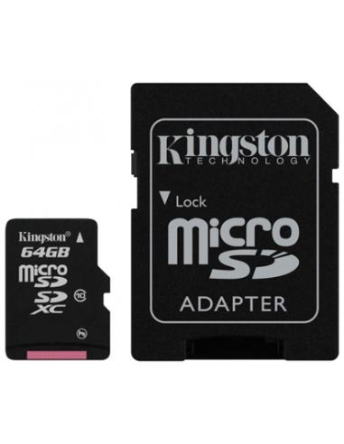 KINGSTON  MICROSD 64GB + ADATT classe 10 - siae inclusa