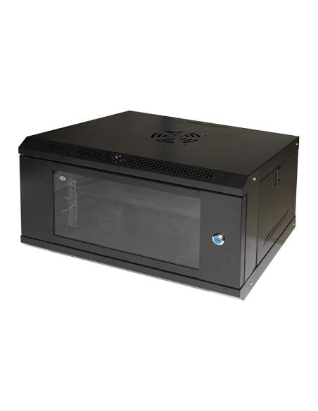 ARMADIO RACK 19" 6U LIGHT COLORE NERO CON PORTA VETRO MM 300X400X530 RIPIANO INC