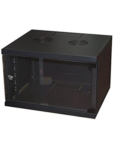 ARMADIO 16" 6 UNITA' DA MURO (A)350X(L)540X(P)450 MM NERO PORTA VETRO