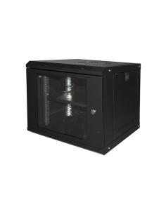 ARMADIO RACK 19" 9U LINK SERIE LIGHT COLORE NERO CON PORTA VETRO MM 450X400X530