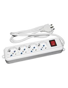 MULTIPRESA 4 PRESE UNUVERSALI ITA/SCHUKO 10/16 ACON INTERRUTTORE BIANCA