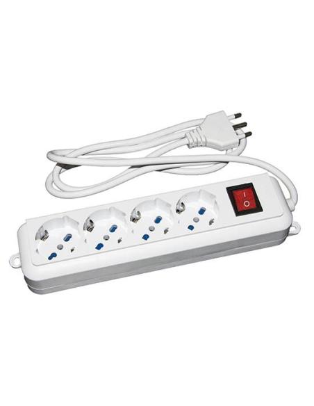MULTIPRESA 4 PRESE UNUVERSALI ITA/SCHUKO 10/16 ACON INTERRUTTORE BIANCA