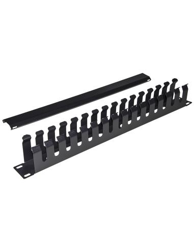 PANNELLO GUIDACAVI PER ARMADI RACK 19" 1U A GABBIA NERO 483X42X70 MM IN METALLO