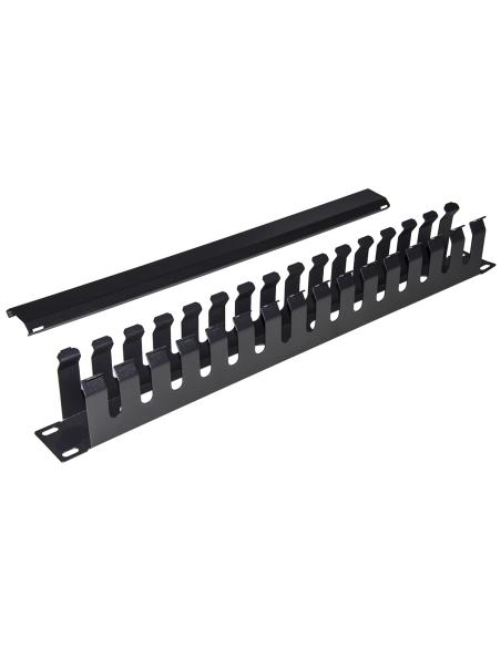 PANNELLO GUIDACAVI PER ARMADI RACK 19" 1U A GABBIA NERO 483X42X70 MM IN METALLO