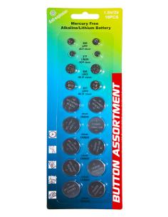ASSORTIMENTO 18 BATTERIE A BOTTONE LR41, LR626, LK43, LR44, CR2032, CR2025, 2016