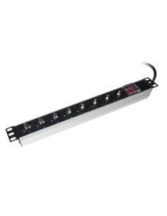 MULTIPRESA DA RACK 19" 8 PRESE SCHUKO CON INTERRUTTORE SPINA SCHUKO 16A