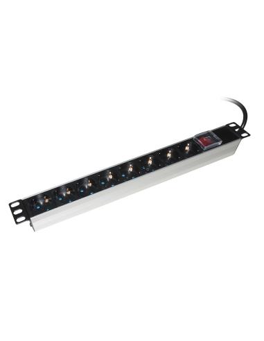 MULTIPRESA DA RACK 19" 8 PRESE SCHUKO CON INTERRUTTORE SPINA SCHUKO 16A