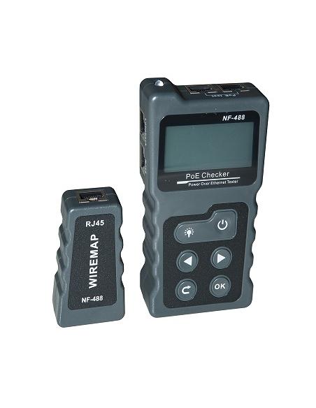 TESTER PER CAVI DI RETE CON DISPLAY LCD PER CONNESSIONI E POE