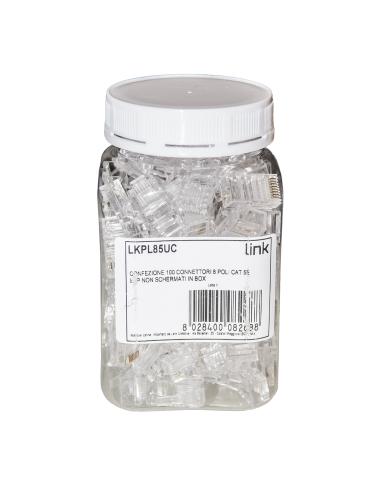 CONFEZIONE 100 CONNETTORI 8 POLI CAT 5E UTP NON SCHERMATI IN BOX PER CAVO FLESSE