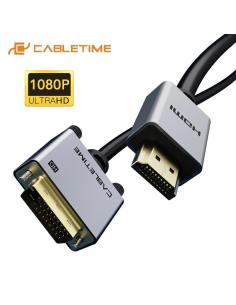 MACH POWER HDMI to DVI Cable, Gold Plated, Aluminium, Black, 2m