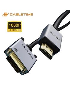 MACH POWER HDMI to DVI Cable, Gold Plated, Aluminium, Black, 3