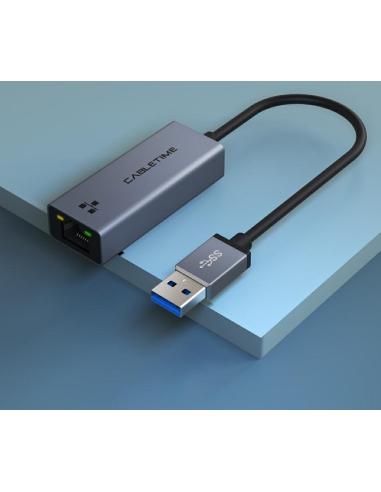 MACH POWER USB-3.0 A to RJ45 1000Mbps Enternet Adapter, Space Grey, 15cm