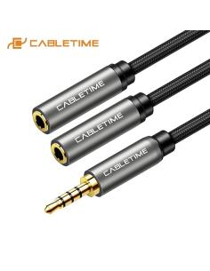 MACH POWER 3.5mm Mic+Earphone Splitter, Aluminium, Space Grey, 0.3m