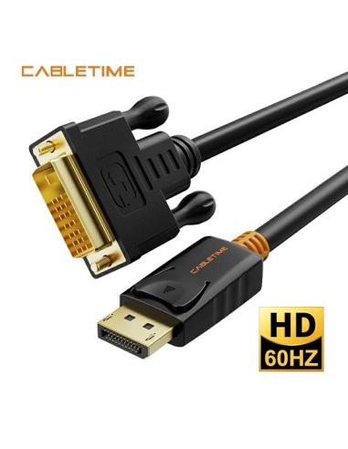 MACH POWER Display Port to DVI 1080P Cable, Gold Plated, Black, 3m