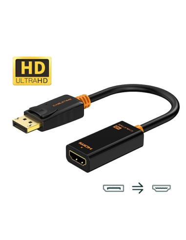 MACH POWER Display Port to HDMI 1080P Adapter, Gold Plated, Black, 0.2m