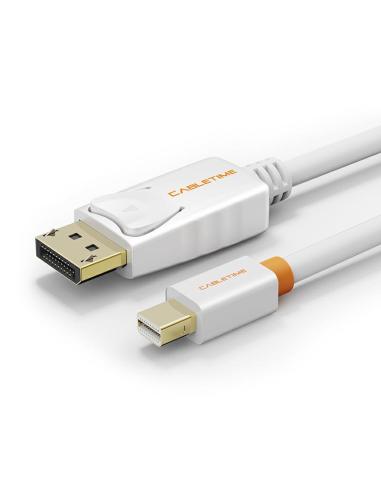 MACH POWER Mini Display Port to Display Port 4k60Hz Cable, Gold Plated White 1.8