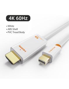 MACH POWER Mini Display Port to HDMI 4K/60Hz Cable, Gold Plated,White,1.8m