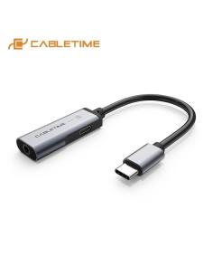 MACH POWER USB-C To AUDIO+USB C Charging Cable,Space Grey (DIGITAL)10cm