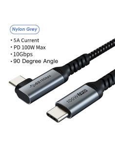 MACH POWER 90° Cable USB-C to USB-C PD100W 10Gbps, Gen2, USB3.1, Black, 1m