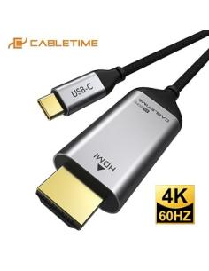 MACH POWER USB-C to HDMI 4K60Hz Coaxial Cable, Silver, 1.8m