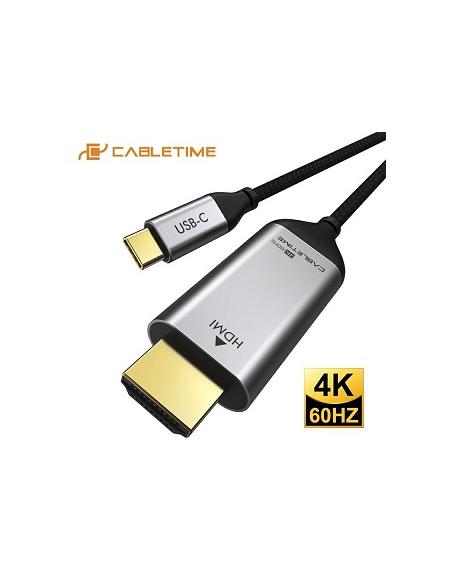 MACH POWER USB-C to HDMI 4K60Hz Coaxial Cable, Silver, 1.8m