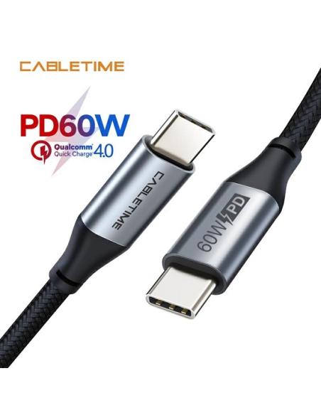 MACH POWER USB-C to USB-C 2.0 Charging Cable PD 60W Black 1m