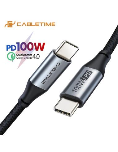 MACH POWER USB-C to USB-C 2.0 Charging Cable PD 100W e-mark Black 2m
