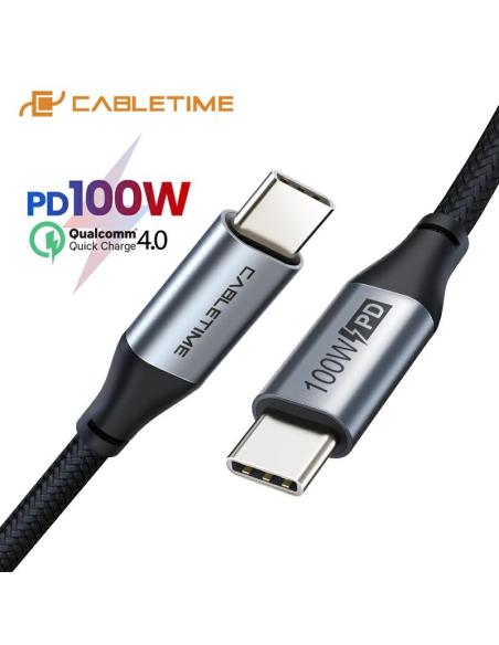 MACH POWER USB-C to USB-C 2.0 Charging Cable PD 100W e-mark Black 2m