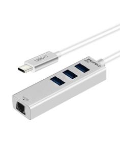 MACH POWER USB-C to Ethernet Adapter with 3 Port USB 3.0 Type-A Hub