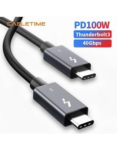 MACH POWER USB-C to USB-C Thunderbolt3 40 Gbps Cable PD100W, Black, 0,5m