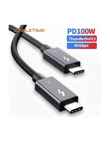 MACH POWER USB-C to USB-C Thunderbolt3 40 Gbps Cable PD100W, Black, 0,5m