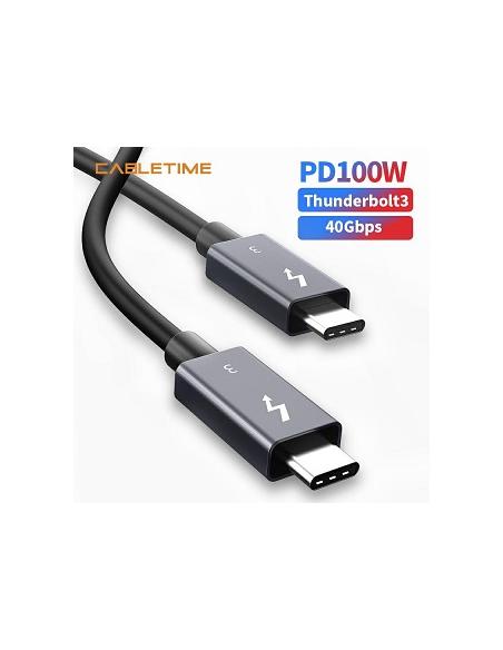 MACH POWER USB-C to USB-C Thunderbolt3 40 Gbps Cable PD100W, Black, 0,5m