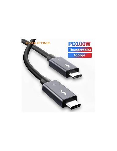 MACH POWER USB-C to USB-C Thunderbolt3 40 Gbps Cable PD100W, Black, 2m